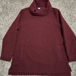 Women’s Cozy Lands’ End Burgundy Cowlneck Turtleneck Yoga Sweater Sz Large L